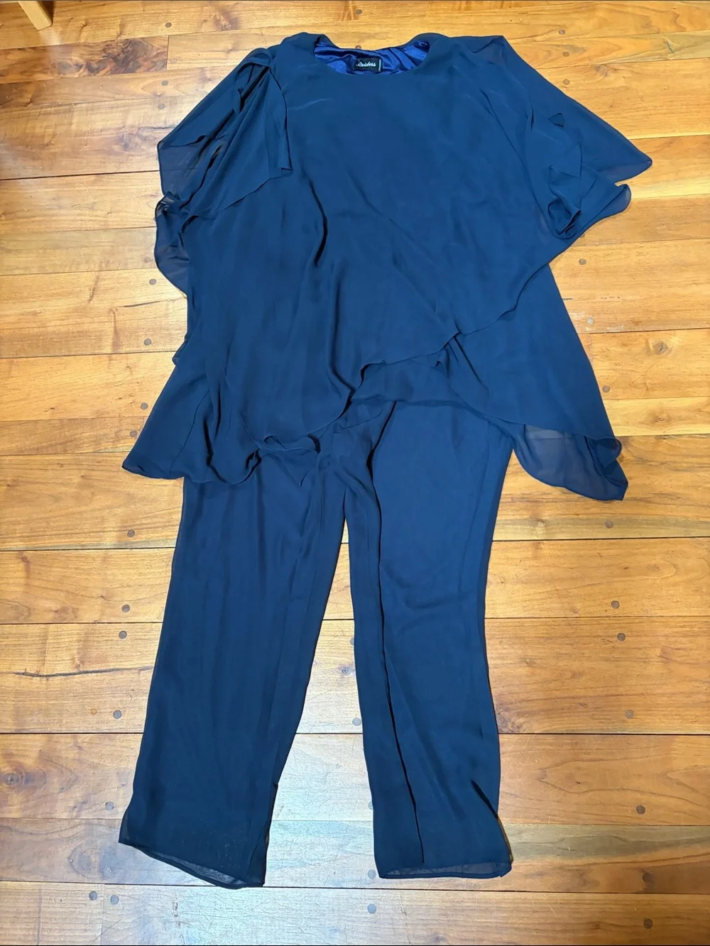 Women's Navy Blue Straight-Leg 2 piece Set